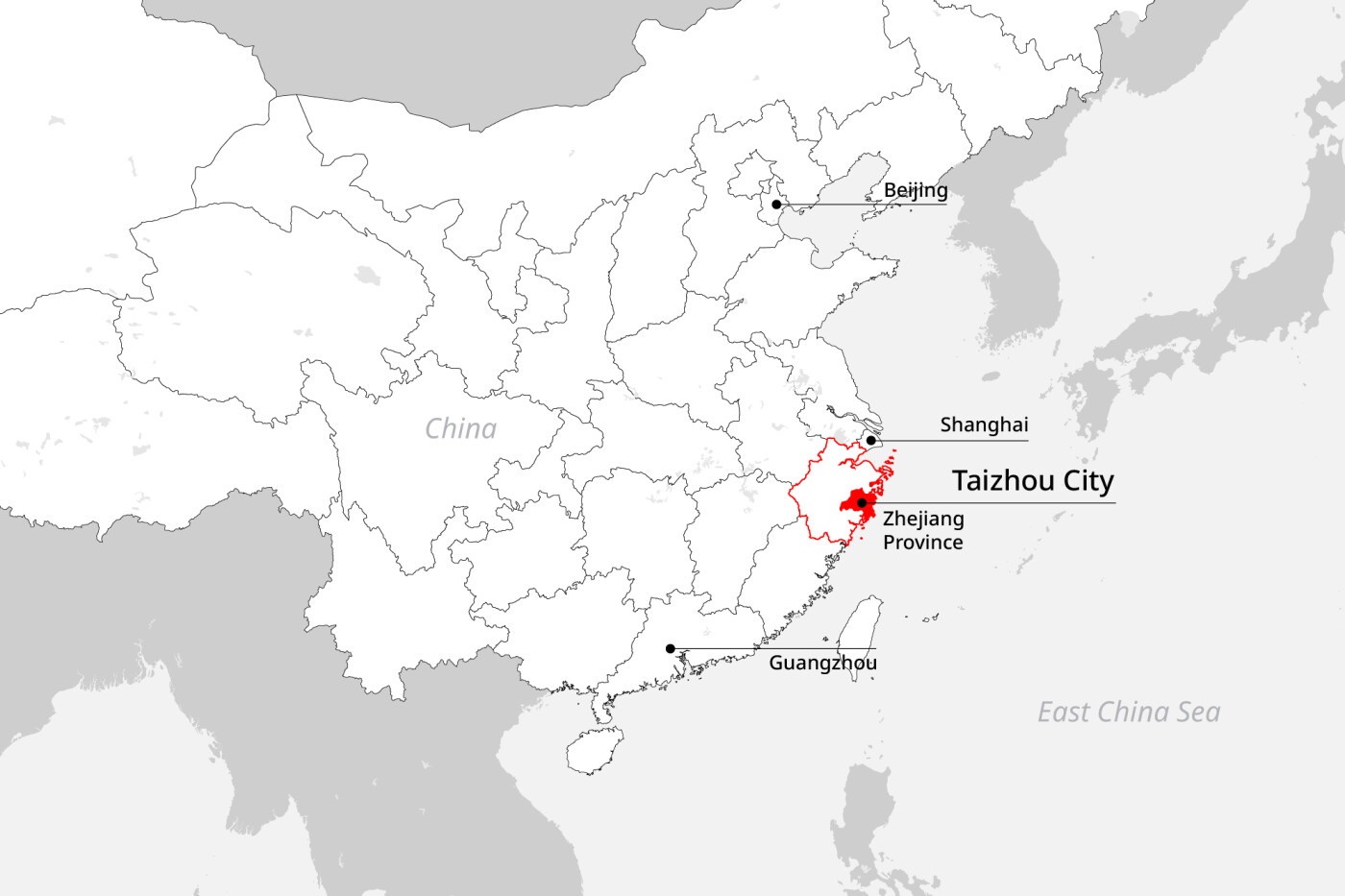 Map Taizhou City, Zhejiang