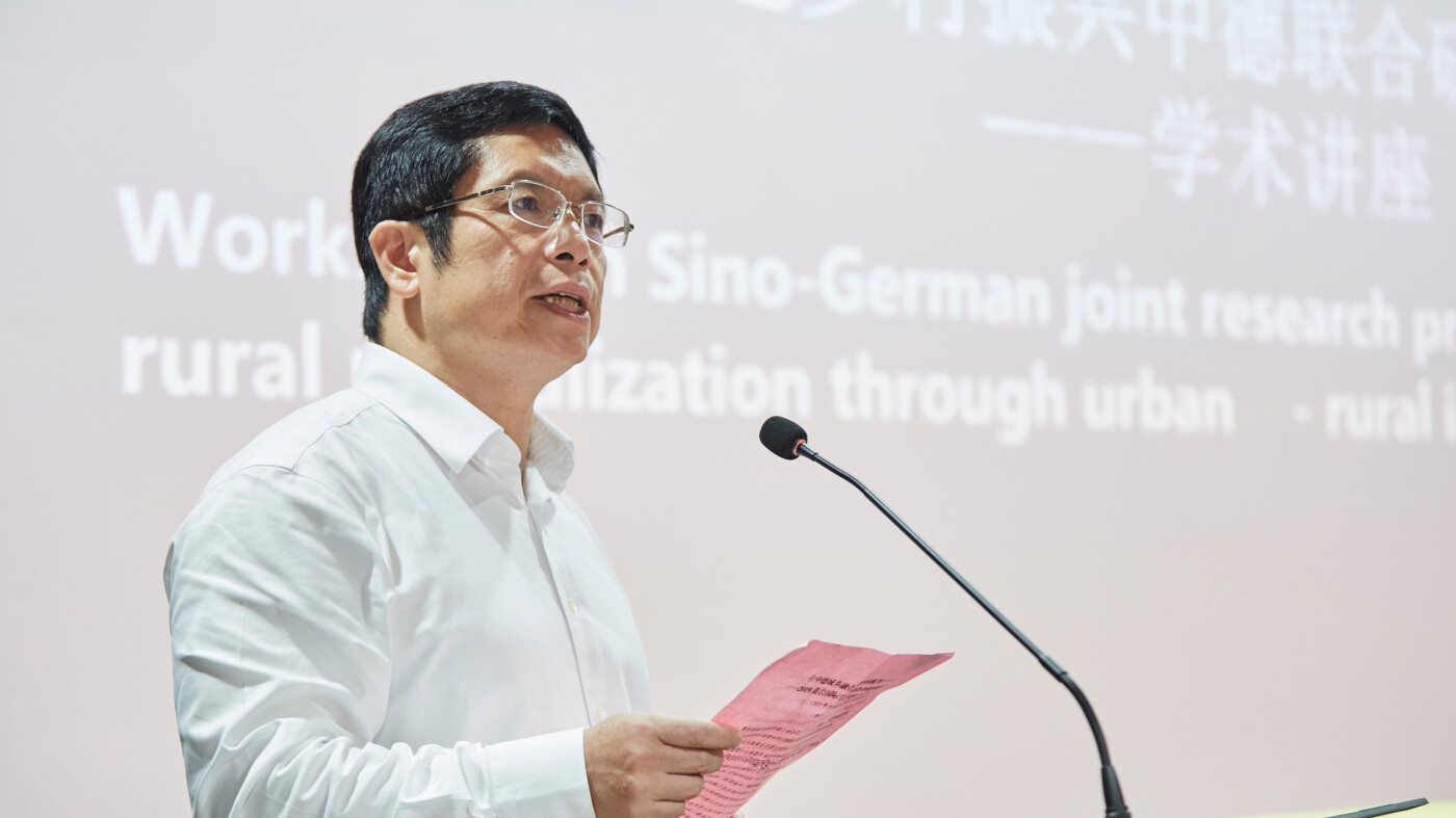 Mr. Chen from Huangyan District Government opening the URA Kick-Off Workshop, Huangyan-Taizhou, May 2019